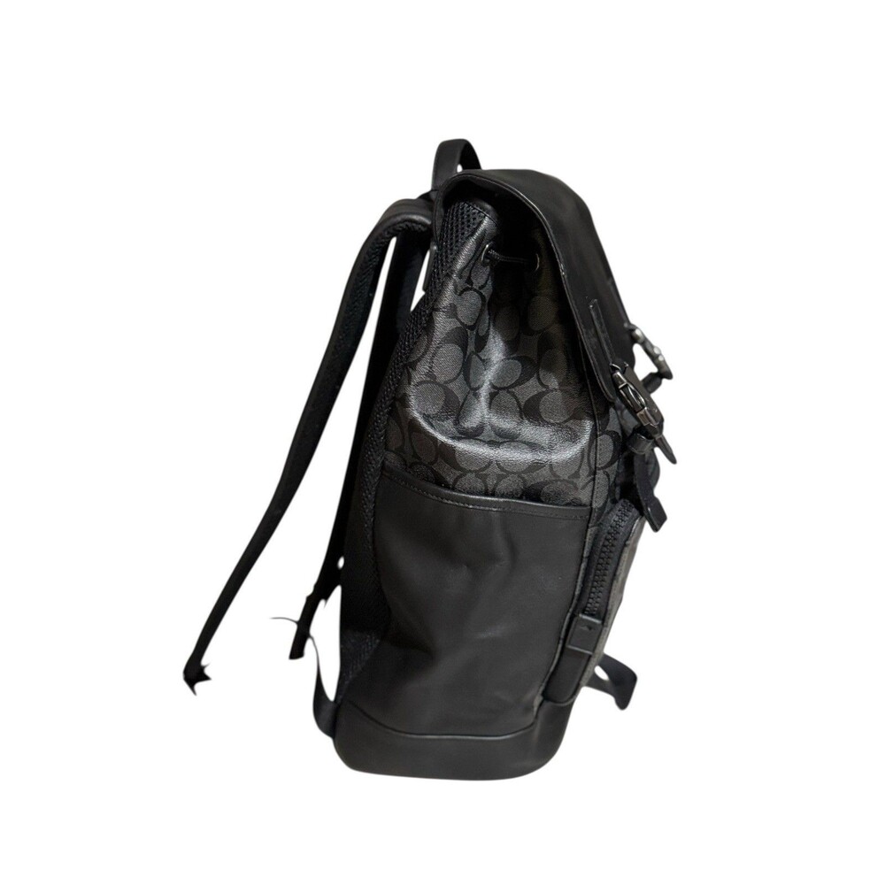 Coach Men's Track Backpack Signature Canvas In Gunmetal/Charcoal/Black C2712 - Picture 4 of 10